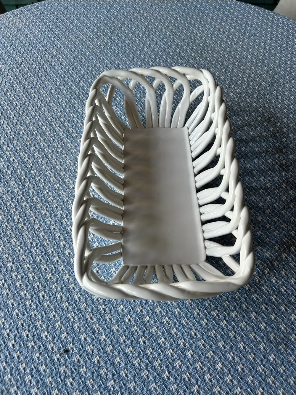 Williams Sonoma White Ceramic Braided Basket